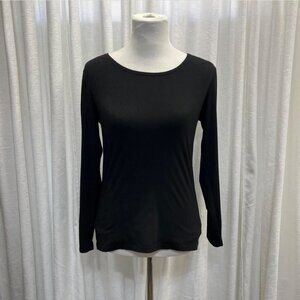 32 Degrees Heat Scoop Neck Fitted Top Black Large Long Sleeve Active
